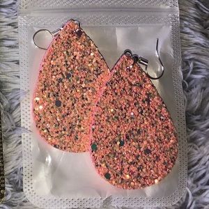 Coral Glitter Double-sided Earring